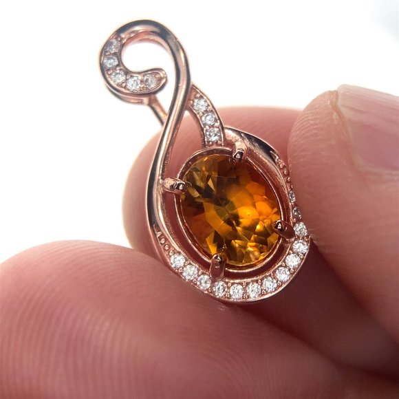 Rare Orange Tourmaline 1.40ct Rose Gold Finish Solid 925 Sterling Silver Pendant - Picture 1 of 8